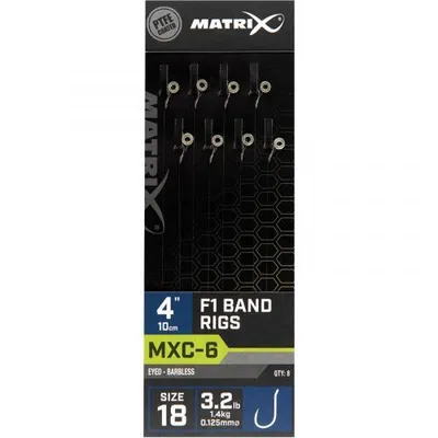 Produktbild von Matrix MXC-6  - Gr. 18 Barbless / 0,125mm / 4" (10cm) F1 Band - 8 Stk.
