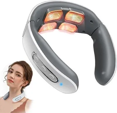 Productafbeelding van Nekmassageapparaat - Elektrische nekverwarmer - Spierontspanning - 6 Massagemodi - 19 x 15 x 7 cm - Wit
