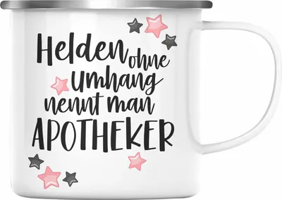 Produktbild von Trendation - Apotheker Emaille Tasse Geschenk Emaille Emaille Tasse Emaille Emaille Tasse Bester Apotheker Pharmazeut Arzneikundiger (Silber)