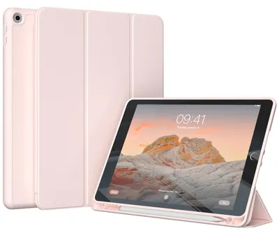 Imagen del producto de Funda Smart de Silicona tipo Libro para Apple iPad 9 (2021) 10.2 pulgada / iPad 8 (2020) 10.2 pulgada / iPad 7 (2019) 10.2 pulgada - Rosa