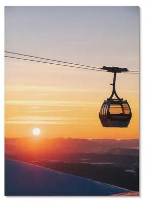 Produktbild von POSTER - 42x59 cm (A2) - Into - Seilbahnfahrt bei Sonnenuntergang in den Bergen -  Wandbild für Wohnzimmer Schlafzimmer & Flur, Modernes Poster Wanddeko, Ungerahmt