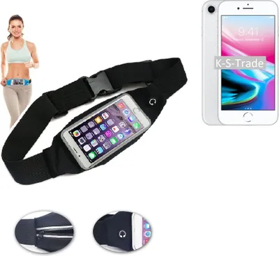 Produktbild von K-S-Trade Jogging-Armband kompatibel mit Apple iPhone 8 Gürteltasche Umhängetasche Bauchtasche schwarz Sport Running Jogging Fitness Laufen Exercise