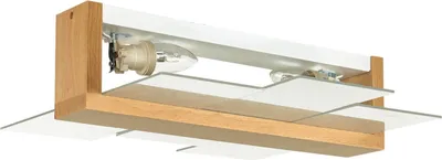 Produktbild von Moderne Deckenleuchte (B43cm, L43cm, 2-flmg., Modern Kunstvoll, Klar) Innenlampe Flurleuchte Designerleuchte Holzleuchte Deckenlampe