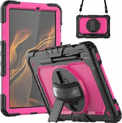 Produktbild von Gepanzertes Gehäuse mit Drehständer für Samsung Galaxy Tab S7/8 Pink
