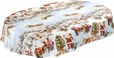 Produktbild von Tischdecke Wachstuch Weihnachten Weiß Robust Wasserabweisend Oval Breite 140 cm Länge 240 cm