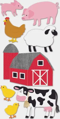 Produktbild von Sticker-Etikett Farmtiere 8 Stück bunt Packung mit 6 Stück
