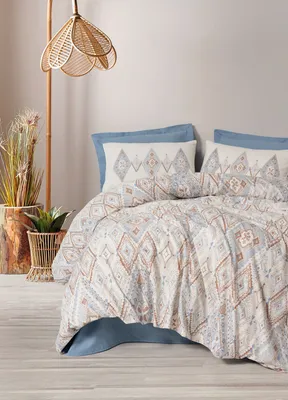 Produktbild von L'Essentiel Linge de Maison, Zanora - Indigo, Einzelbett-XXL-Bettbezug-Set (DE), Indigo, 100 % Baumwolle, 155 x 155 cm