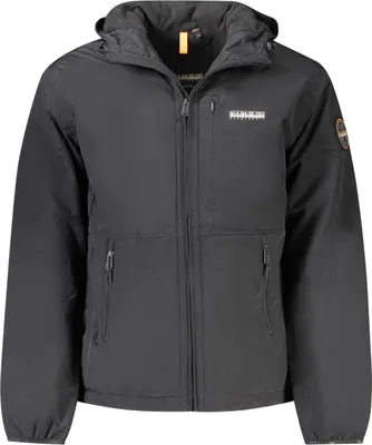 Produktbild von Herrenjacke mit Kapuze aus recyceltem Material, Schwarz, Regular Fit