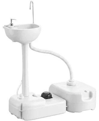 Produktbild von Mobiles Camping Waschbecken - Freistehende Handwaschstation - 17 l Wassertank - 2,5 l Seifentank - 2 Räder - 83x50x103 cm