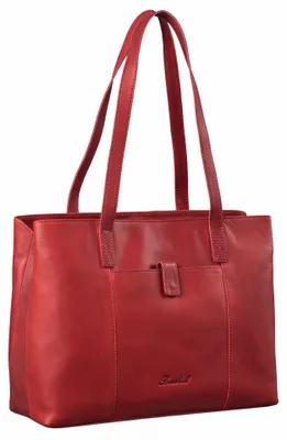 Produktbild von Benthill Damen Tasche Leder - Handtasche aus echtem Rindsleder - Große Schultertasche mit Reißverschluss - Vintage Umhängetasche XL