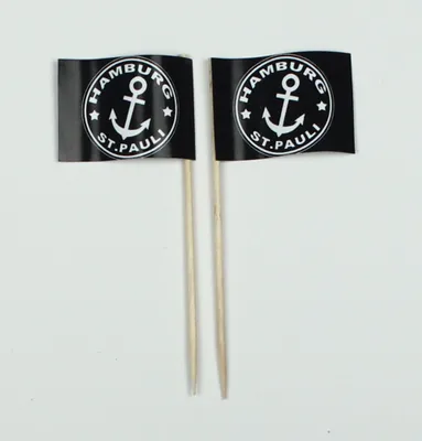 Produktbild von Party-Picker Flagge St.Pauli Hamburg Anker schwarz Papierfähnchen in Spitzenqualität 25 Stück Beutel