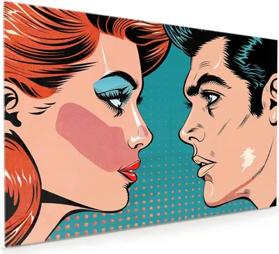 Produktbild von Küchenrückwand Spritzschutz Glas mit Motiv Pop Art Paar 40 x 40 cm