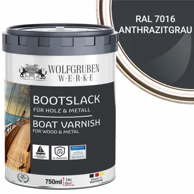 Produktbild von Bootslack Parkettlack Schiffslack Holzlack Seidenglänzend für Holz Boot Schiff W400 Anthrazitgrau - 750ml