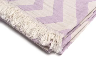 Produktbild von Strandtuch Hamamtuch Saunatuch Lila Zickzack 100% Baumwolle 100x180