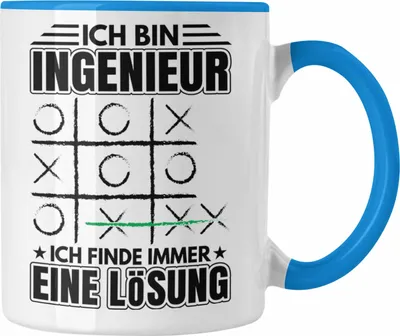 Produktbild von Trendation - Ingenieur Tasse Geschenk Mit Spruch Männer Ich Finde Immer Eine Lösung (Blau)