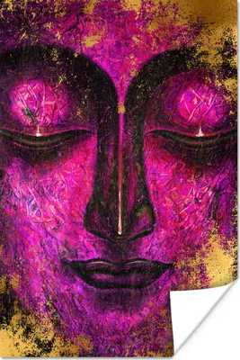 Produktbild von MuchoWow® Poster Buddha - Gesicht - Lila 80x120 cm - Papierdruck
