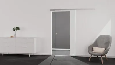 Produktbild von Griffwerk Glasschiebetür (ESG) FRAME 815 ESG PURE WHITE klar 935x2183x8mm
