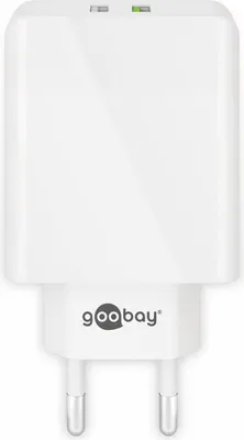Produktbild von goobay Dual-USB Schnellladegerät QC3.0 28W weiß (1er Softpack)