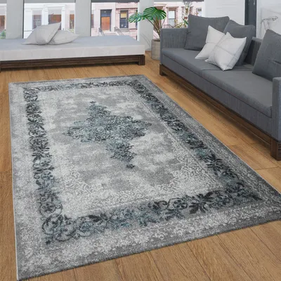 Image de Tapis de salon à poils courts avec motifs vintage, design oriental, différents styles, dimensions 60 x 100 cm