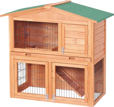 Immagine prodotto di Wiltec casetta per roditori a 2 piani 871 x 547 x 1000 mm, conigliera a due piani in legno di abete rosso, con copertura in bitume e vaschetta per gli escrementi, recinto per piccoli animali in libertà
