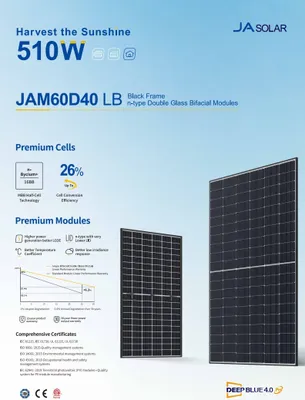 Produktbild von 1x 0% JA Solar BiFazial 500W Solarmodul JAM60D40-500/LB- 500Wp (BFR)