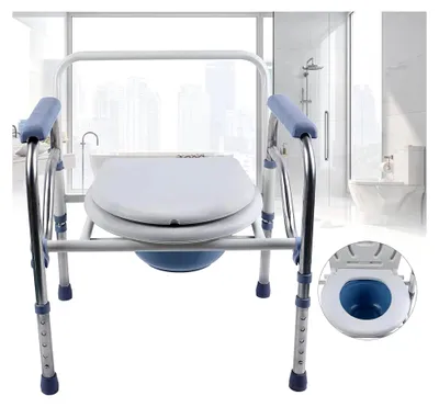 Produktbild von Faltbarer Toilettenstuhl mit höhenverstellbarem WC-Sitz für Senioren und Menschen mit Behinderungen