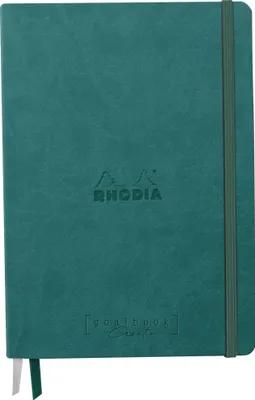 Produktbild von Rhodia Goalbook Creation A5 Umschlag, 50 Bl weiß blanko 200g, Pfaugrün 194157C