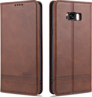 Image de LaimTop Housse en cuir pour Samsung S8 Plus, étui à rabat Portefeuille Fermeture magnétique Stand Housse de protection pour Samsung Galaxy S8 Plus Café