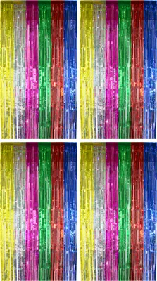Produktbild von 4x Lametta Vorhang - bunt - 91x244 cm