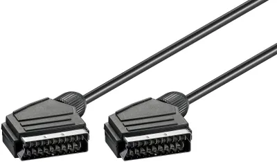 Produktbild von Goobay 11703 Scart Verbindungskabel, vernickelt, ø 7 mm, 2 m, Schwarz - Scartstecker (21-Pin) > Scartstecker (21-Pin)