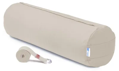 Imagen del producto de Almohada de yoga con relleno de cáscara de trigo sarraceno, funda de algodón orgánico desmontable, 60x20 cm, ideal para yoga y meditación