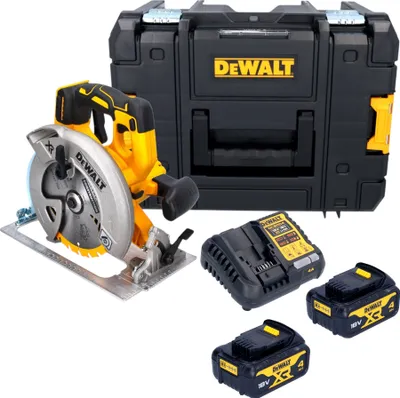 Produktbild von DeWalt DCS 570 M2T Akku Handkreissäge 18 V 184 mm Brushless + 2x Akku 4,0 Ah + Ladegerät + TSTAK