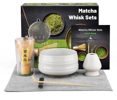 Produktbild von Solidchoice – 7-teiliges Matcha-Besensatz aus Bambus und Keramik – ideal für Zuhause und Büro