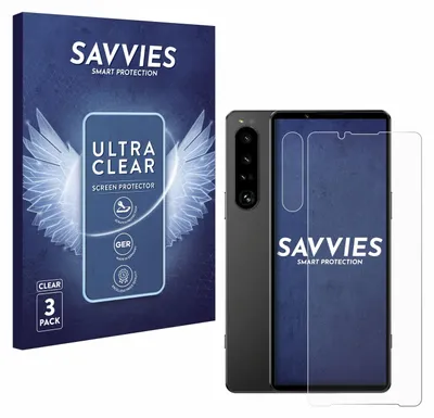 A product shot showing the packaging for screen protectors and a smartphone with a screen protector applied.