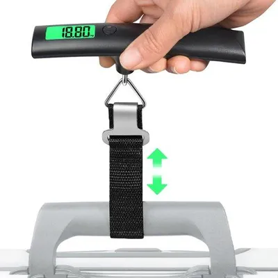 Obrázek produktu pro Digitální cestovní váha s háčkem, cestovní a rybářská váha, černá, maximální nosnost 50 kg