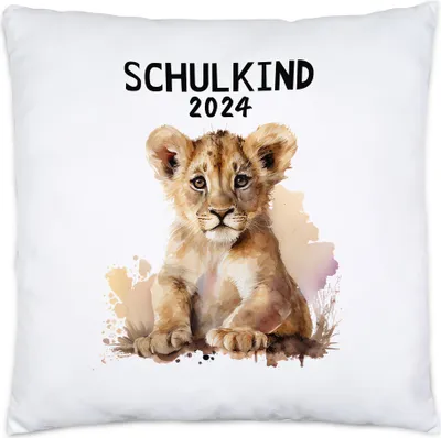 Produktbild von Schulkind 2024 Löwe Kissen Inkl. Füllung 1. Schultag Nichte Neffe Patenkind Schulanfang Schuleinführung