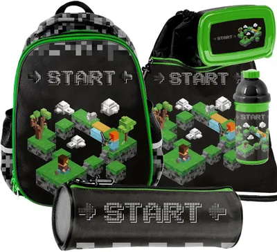 Obrázek produktu pro MINECRAFT Školní taška Set 5v1 Batoh Penál Taška na tělocvik PIXEL GAME