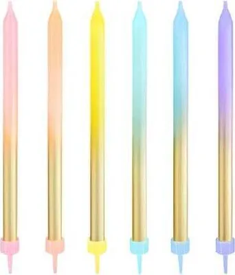 Zdjęcie produktu dla Świeczki w kolorze złotym i tęczowym, 6 szt., 12,5 cm – Party Pal