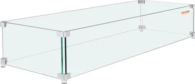 Immagine prodotto di Parabrezza per caminetto VEVOR, parabrezza in vetro 38" x 10,5" x 6", vetro rettangolare, spessore 3/8", parabrezza in vetro temperato trasparente