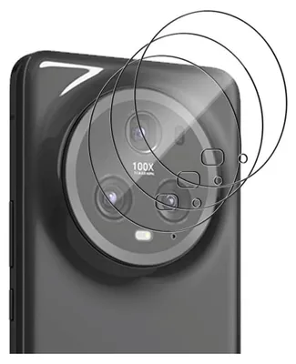 A close-up of a smartphone camera lens protector on a black smartphone.