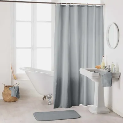 Produktbild von Duschvorhang Textil 180x200 cm Uni hell-grau wasserabweisend waschbar Badewannenvorhang Vorhang hochwertige Qualität mit Ringen Metallösen