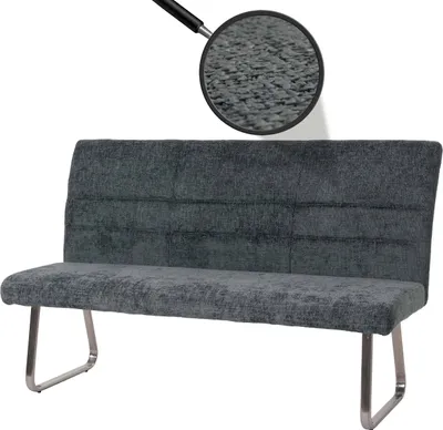 Produktbild von Sitzbank MCW-G55, Esszimmerbank Bank, Edelstahl gebürstet Stoff/Textil Chenille , 160cm  blau-grün