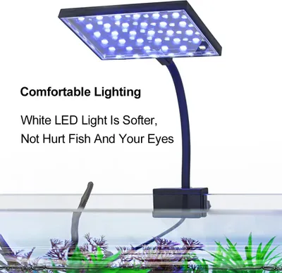 Image de ZASCHMOY Lumière LED pour aquarium, Clip-On Lumière LED pour aquarium avec tête pivotante, LED blanches, lampe d'aménagement paysager pour plantes aquatiques de corail de récif (88A-EU)