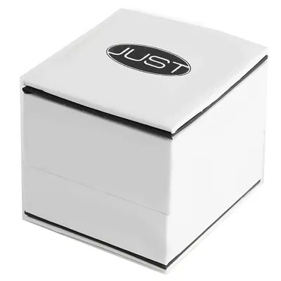 Produktbild von Just Ringbox, weiß, schwarzes Inlett, 5,2 cm x 4,5 cm x 4,6 cm
