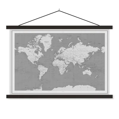 Obrázek produktu pro MuchoWow® Textilní plakát - Mapa světa - Vintage - Atlas - Děti - Chlapci - Dívky - 90x60cm - S černými lamelami