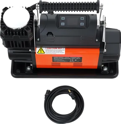 Immagine prodotto di SucceBuy Compressore d'aria portatile con spegnimento automatico, display digitale LCD, 202 L/min, 10,3 bar, pompa d'aria versatile con adattatori per camion, auto, SUV, fuoristrada e camper