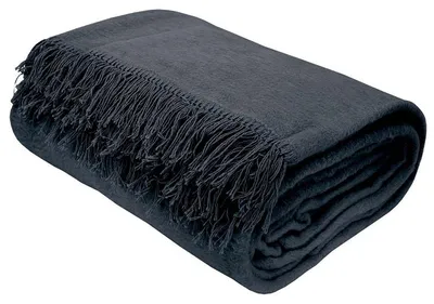 Produktbild von Decke, Baumwolldecke mit Fransen, hohe Qualität 150x200 Ba900 Dunkelgrau