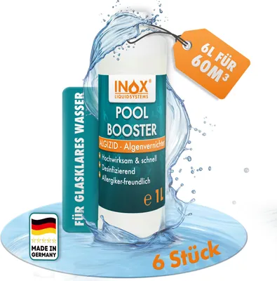 Produktbild von INOX® Pool Booster, 6x 1L - Pooldesinfektion Poolreiniger Algenentferner flüssig