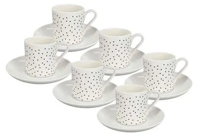 Immagine prodotto di Set 6 tazze - Tazza in porcellana "Mini Dots" da 70 ml - con puntini neri, marca inspire