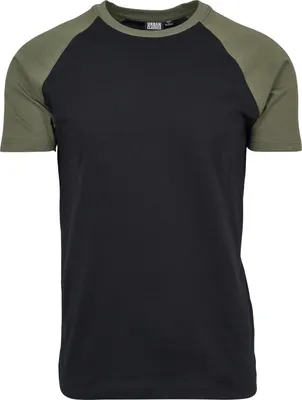 Produktbild von Urban Classics T-Shirt Herren Raglan Contrast Tee schwarz/oliv 4XL